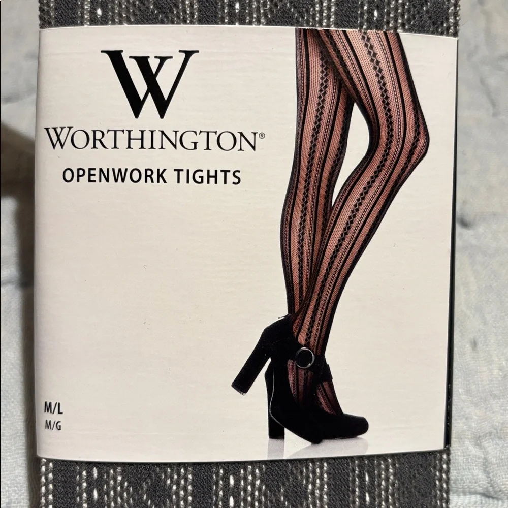 NWT Worthington Charcoal Gray Openwork Tights.
